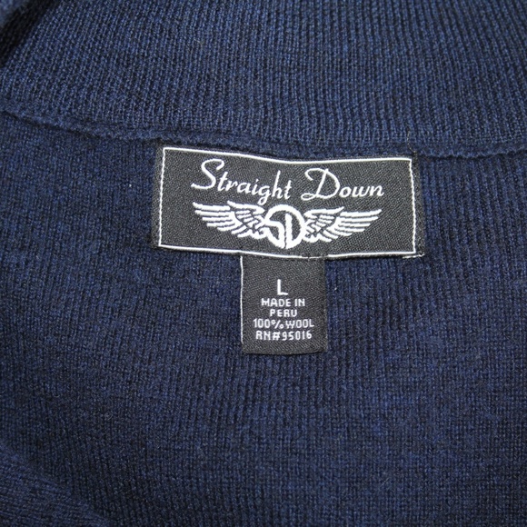 Straight Down 100% Wool 1/2 Zip Sweater, Navy, L - Picture 5 of 7